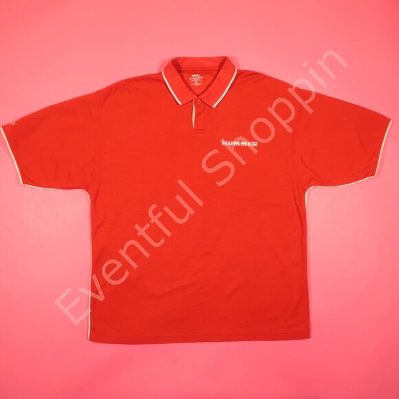 Vintage Hummer Polo Shirt Mens XL Red H3 Textured Short Sleeve Tipped - Picture 2 of 7